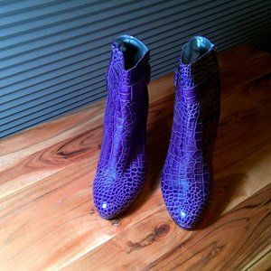 Charles David Purple Snakeskin Booties